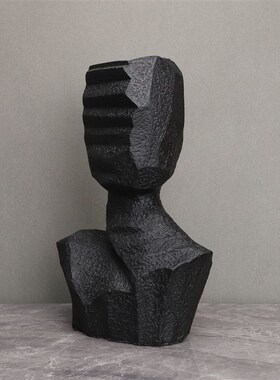 现代简约黑白树脂雕塑样板房售楼部卧室书房客厅桌面玄关饰品摆件