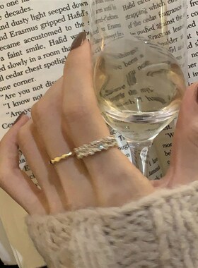 时尚开口锆石戒指女2023年新款潮小众设计感高级食指戒冷淡风指环