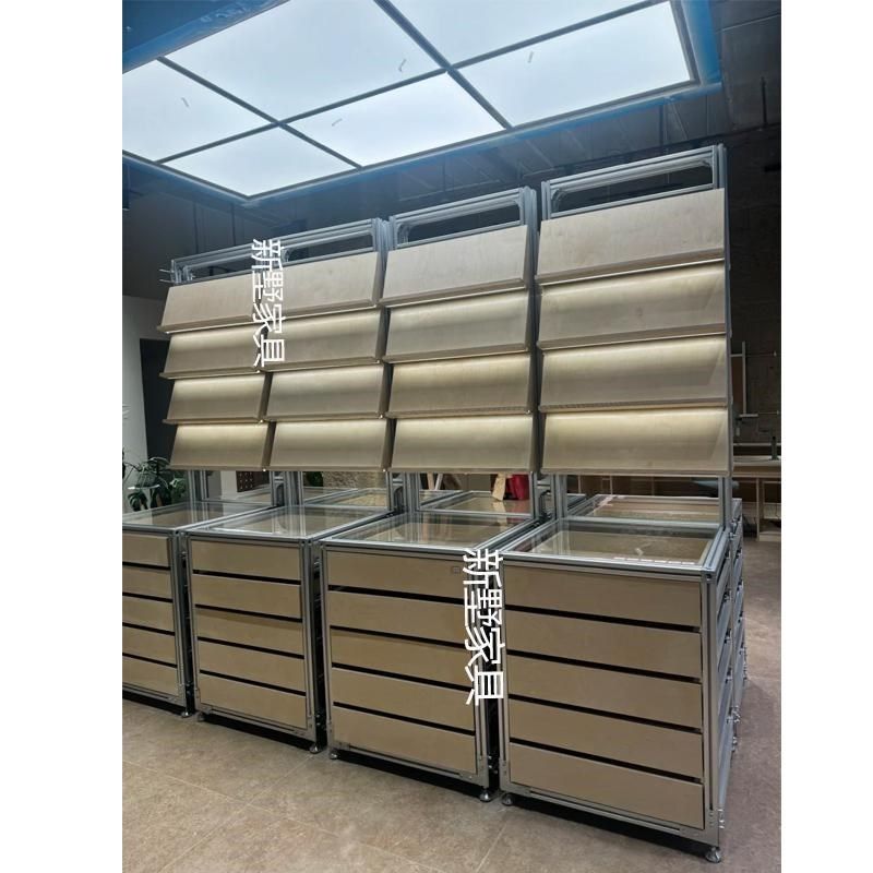 现代简约铝型材展示收纳柜置物抽屉柜落地式陈列桦木柜货架书报架,淘宝优惠券,粉丝福利购,淘宝优惠卷