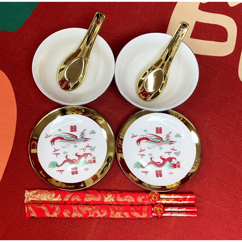 Change the mouth to worship tea cup wedding tea set wedding bowl set wedding cup golden pot wedding bridal bride dowry gift