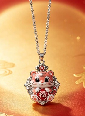 国风彩绘项链吊坠珐琅彩吊坠轻奢锁骨链小众设计感饰品
