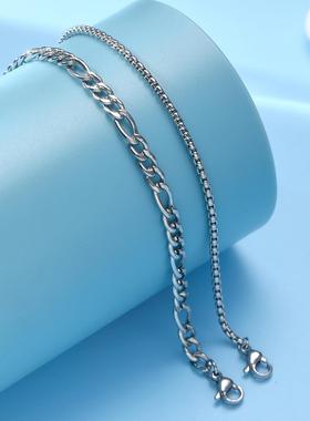 Stainless steel bracelet跨境男女不锈钢扁平炼条叠戴手錬古巴炼