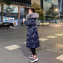 Cotton suit womens 2023 new Korean version loose in cotton padded jacket schoolgirls thicken their knees big fur collar bright face