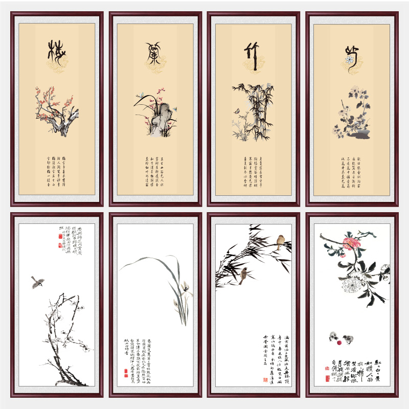 速发梅兰竹菊挂画客厅中式装饰画茶室背景墙装饰挂画沙发背景墙壁 - 图3