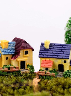 速发欧式乡村迷你小别墅小房子房屋建筑微摆观造景树脂儿童桌面小