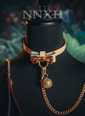 NNXH蝴蝶结项圈女定制刻字高端choker粉色金属蝴蝶结项链