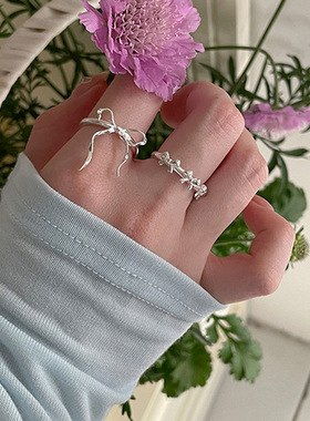 飘带蝴蝶结戒指女简约几何线条