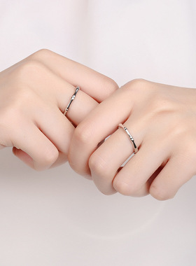 竹节戒指情侣简约小众有你竹够