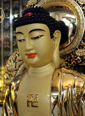 速发铜鎏金佛像东方三圣 日光菩萨 月光菩佛 药师萨 奉供摆件