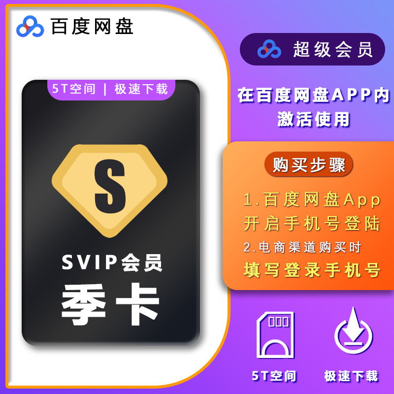 【直充到账】百度网盘会员月卡季卡年卡百度云超级会员svip秒到账 - 图2