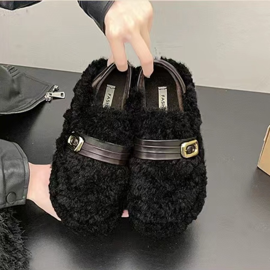 休闲时尚百搭毛毛鞋女2025冬季加绒保暖厚底增高一脚蹬豆豆鞋外穿,淘宝优惠券,粉丝福利购,淘宝优惠卷