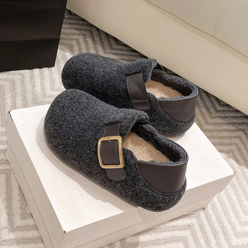 加绒保暖勃肯棉鞋女外穿2025年冬季新款复古百搭懒人一脚蹬豆豆鞋,淘宝优惠券,粉丝福利购,淘宝优惠卷