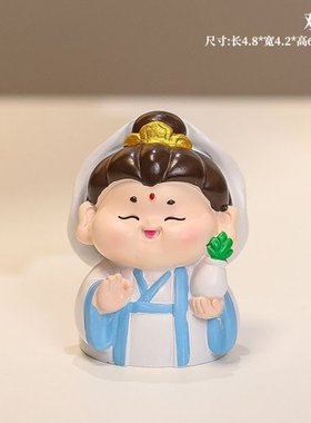 工位可爱摆件女生五路招财玄关酒柜喜庆装饰品开业桌面小门神家用