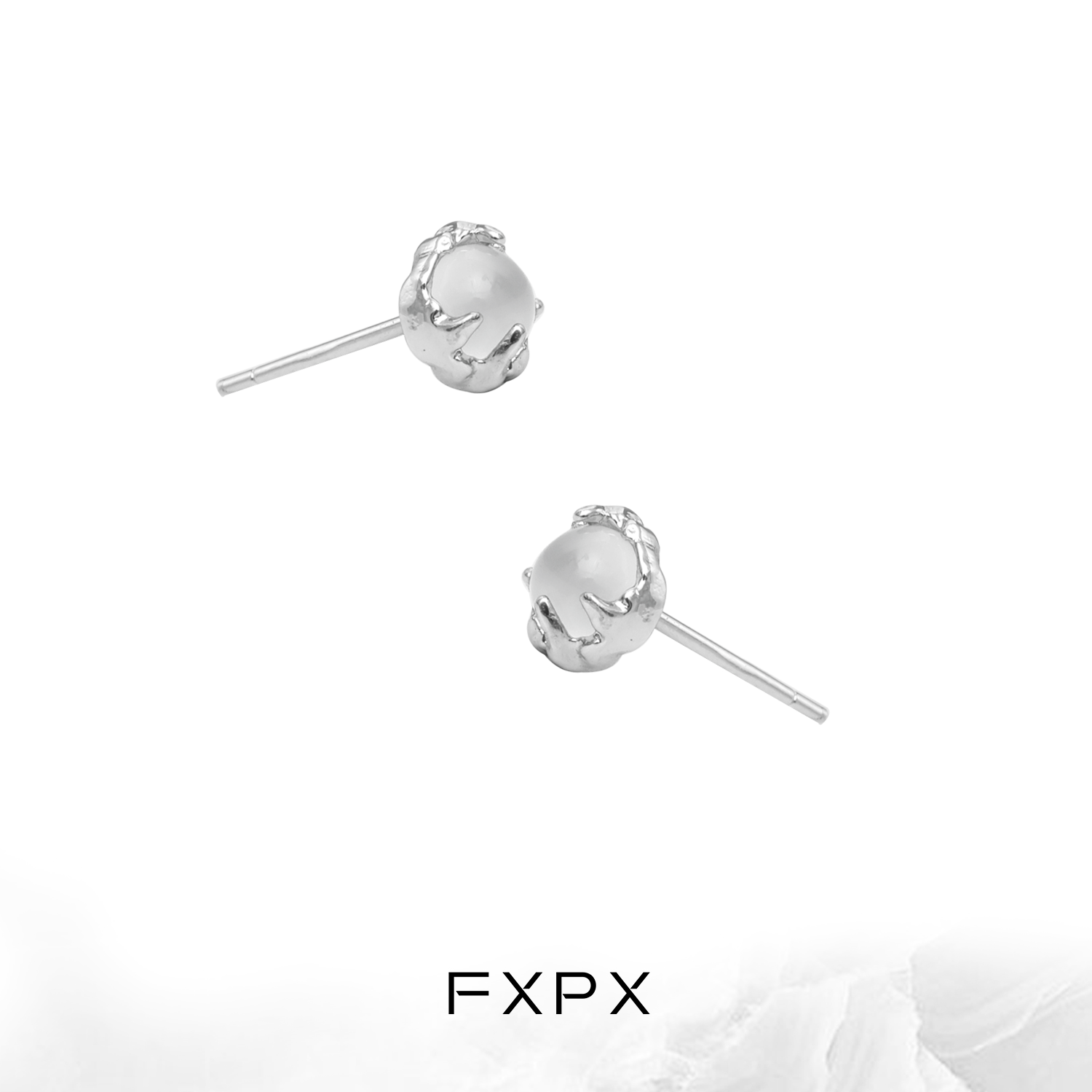 FXPX原创925纯银耳钉女白玛瑙简约小巧养耳免摘耳饰冷淡风耳环,淘宝优惠券,粉丝福利购,淘宝优惠卷