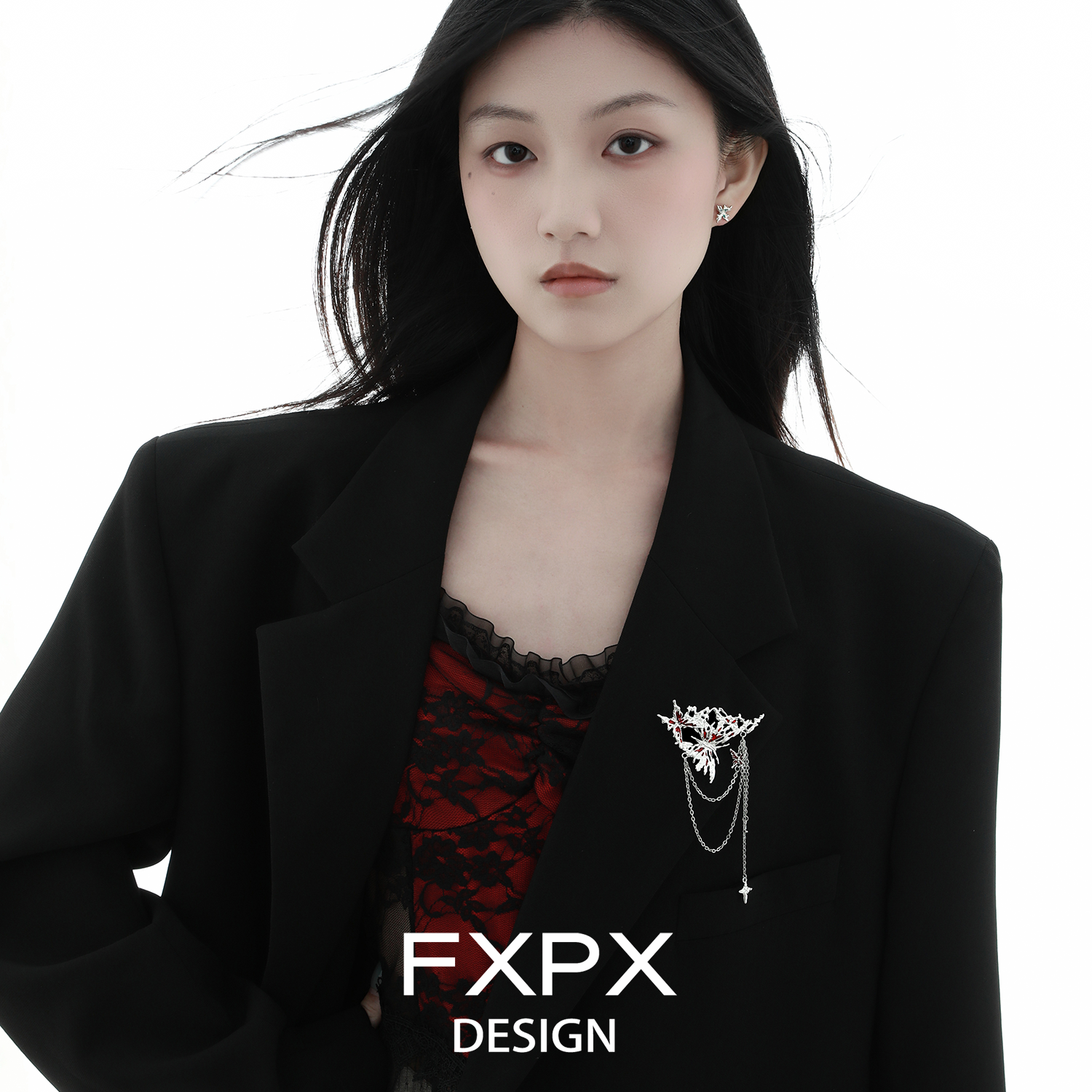 FXPX原创薄荷绿蝴蝶胸针暗红色小众高级感配饰甜酷风西装服饰配件,淘宝优惠券,粉丝福利购,淘宝优惠卷