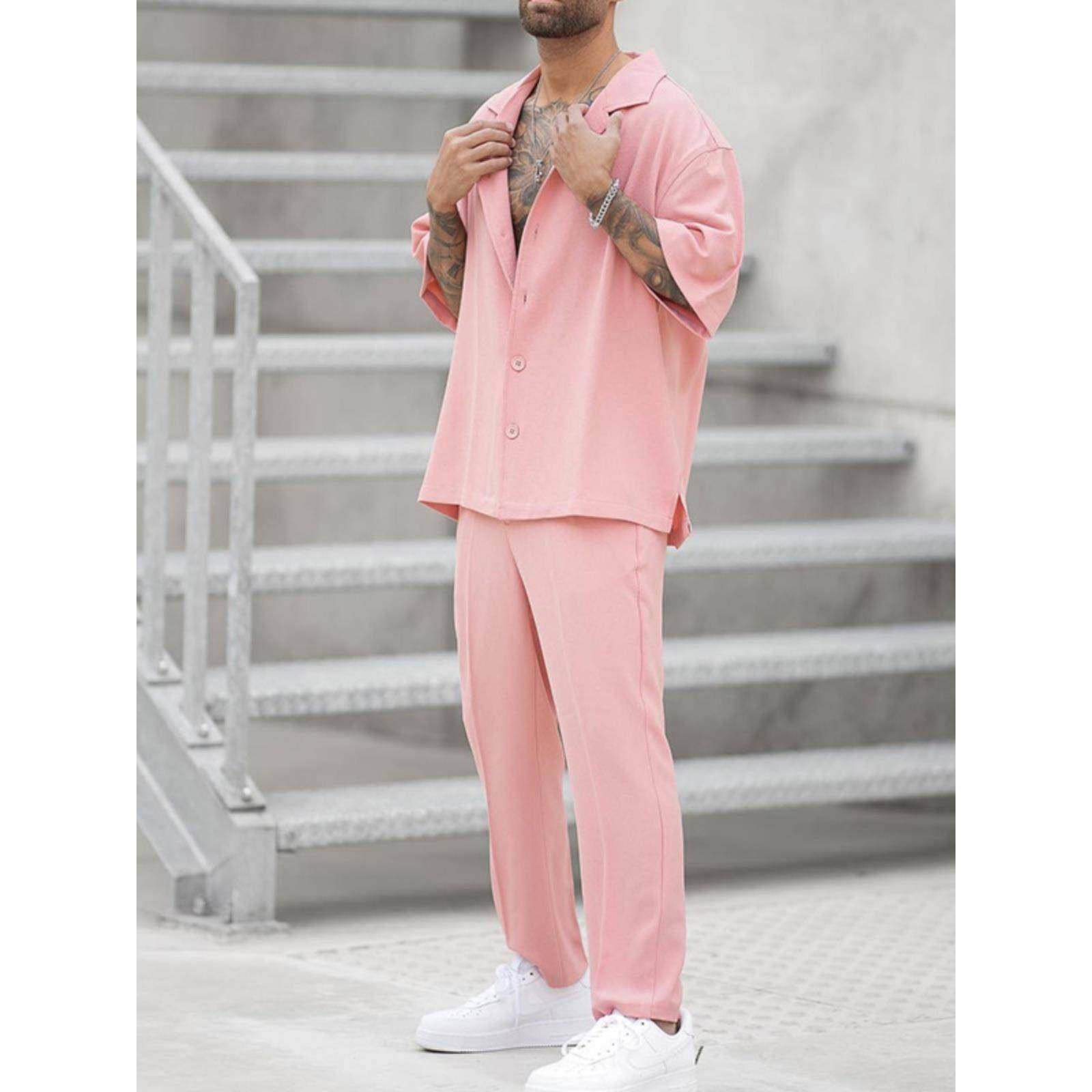 Men's casual suit 欧美时尚衬衫休闲两件套男装潮流男式时尚,淘宝优惠券,粉丝福利购,淘宝优惠卷