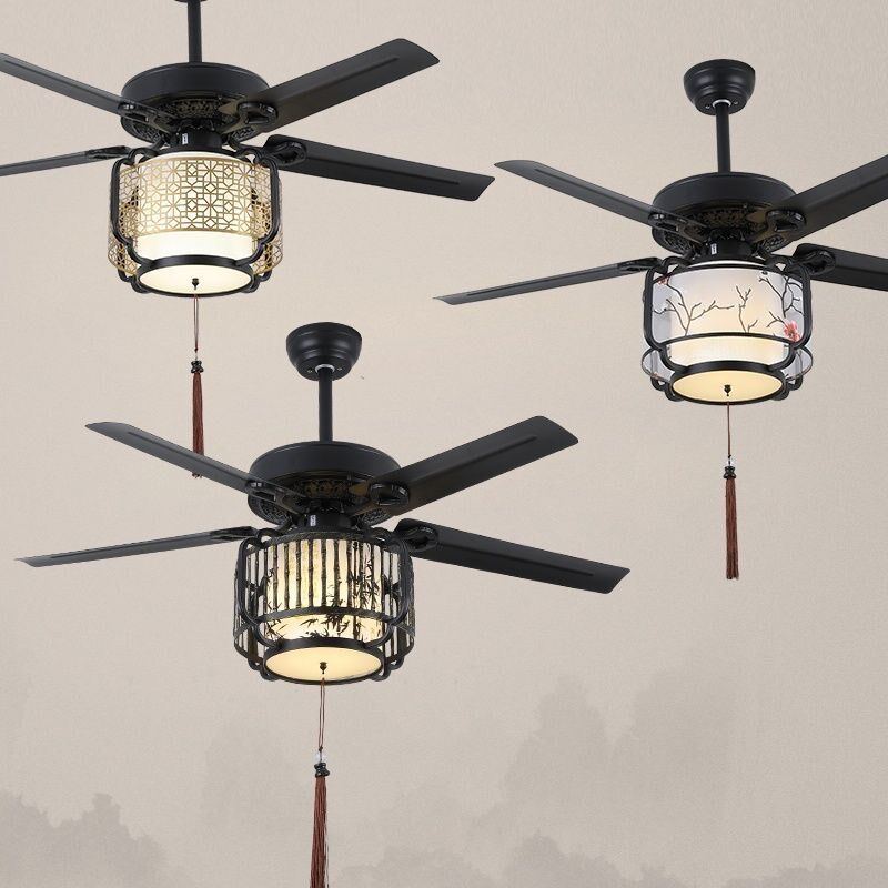 新中式餐厅风扇灯复古客厅卧室茶室仿古带灯吊扇灯智能变频电扇灯,淘宝优惠券,粉丝福利购,淘宝优惠卷