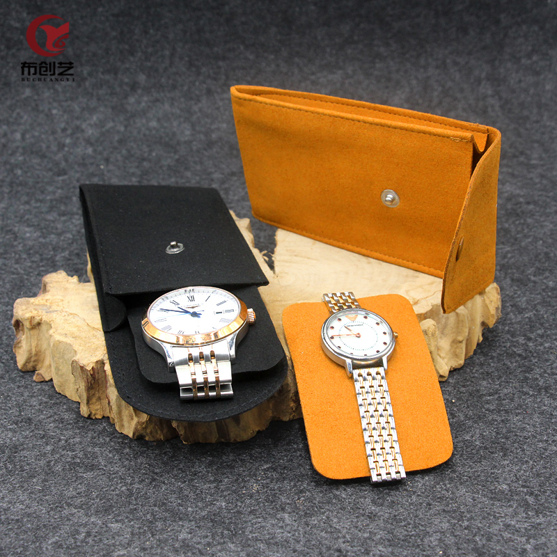 超纤黑色棕色手表袋 腕表超纤保护袋手表收纳袋收纳包表袋包装 - 图0