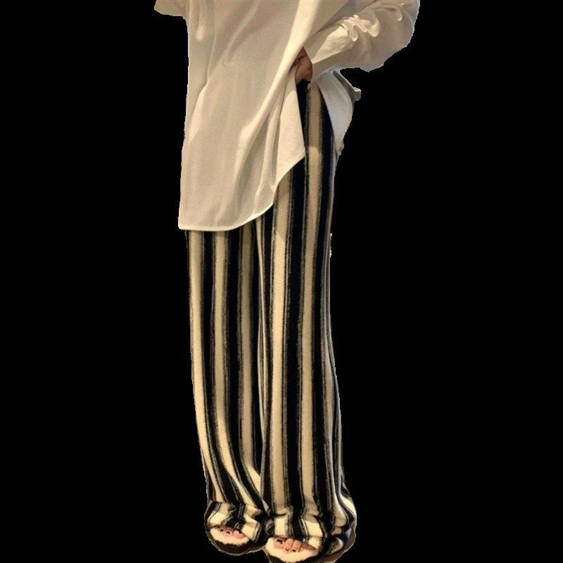 孕妇休闲裤复古针织条纹渐变宽松高腰阔腿裤垂感休闲毛线孕妇裤子,淘宝优惠券,粉丝福利购,淘宝优惠卷