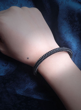 自制渐变龙鳞手绳男diy编织材料包精致黑色单圈简约锦鲤纹手链环