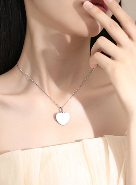 999纯银心形项链女生款定制照片爱心吊坠银饰品520生日礼物送女友