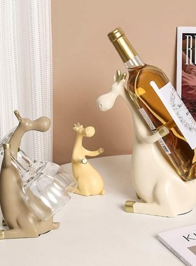 葡萄红酒架杯架一路有你亲子摆件高档家J居客厅酒柜装饰温馨礼品*