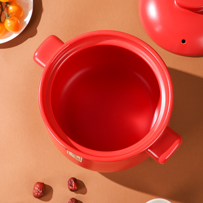 鲁康煲汤砂锅炖锅家用燃气煤气灶干烧炖汤沙锅汤煲红色喜庆陶瓷锅,淘宝优惠券,粉丝福利购,淘宝优惠卷