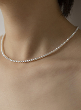 极光正圆淡水珍珠项链高级锁骨链