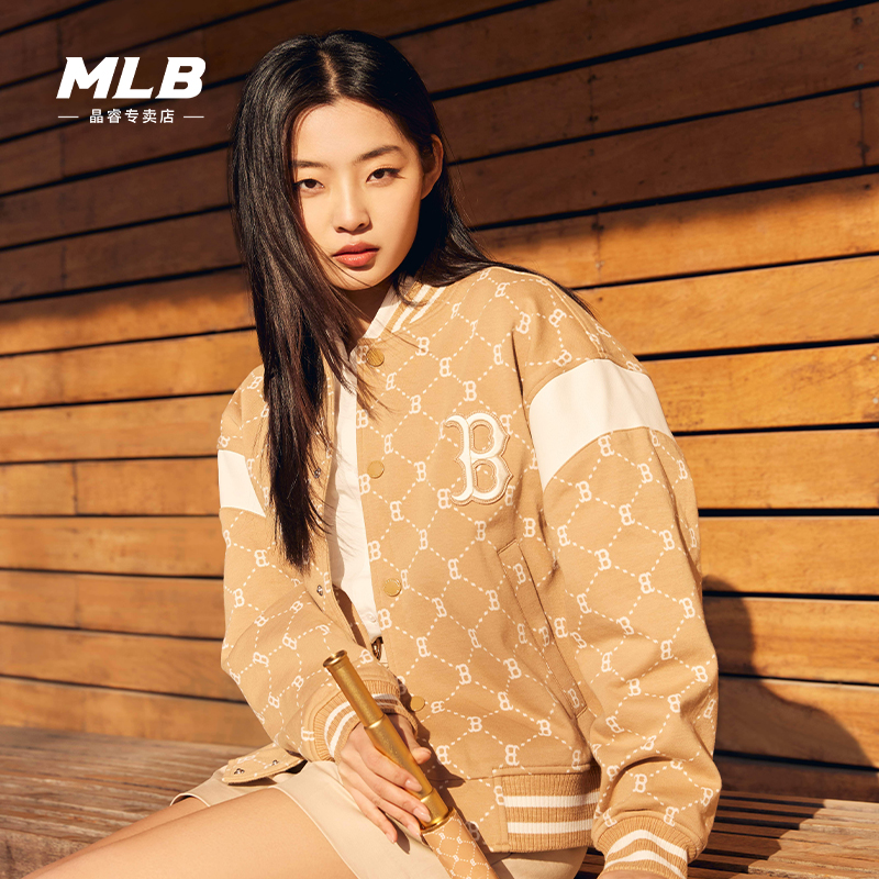 MLB男女情侣复古老花棒球外套时尚棒球服24春季新款JPM06-图1