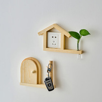 Solid Wood Switch Patch Decorative Wall Stickup Nordic Home Socket Panel Protective Sleeve Free to switch rims cover brief