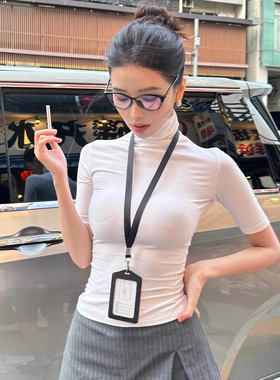 韩系小众高级感办公室工牌项链女长款挂脖工作证卡套挂绳拍照配饰