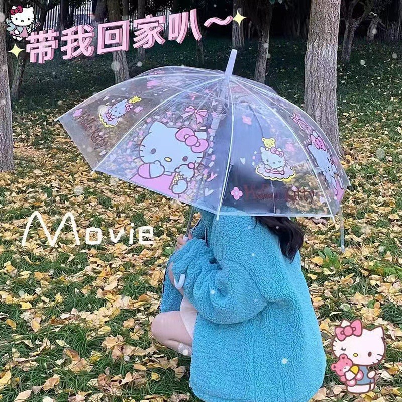 三丽鸥库洛米儿童雨伞全自动透明长柄女孩小学生一年级上学专用伞 - 图2