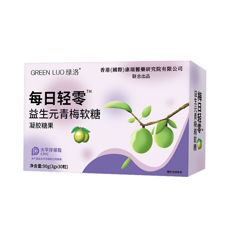 【香港康瑞研究院】GREENLUO绿洛每日轻零益生元青梅软糖官方正品