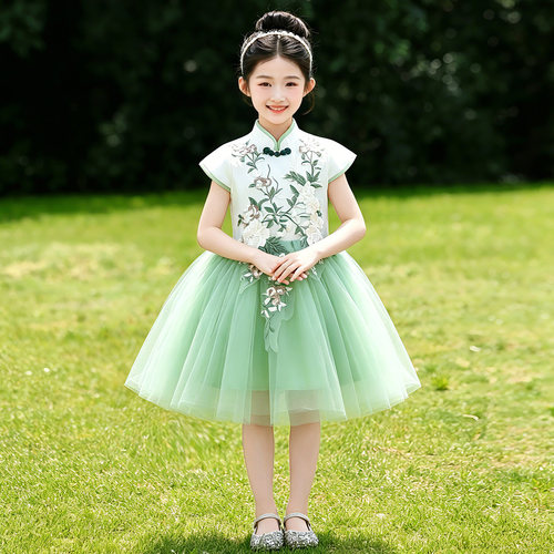 六一儿童合唱演出服幼儿园表演诗歌朗诵服装中国风男女童蓬蓬纱裙 - 图2