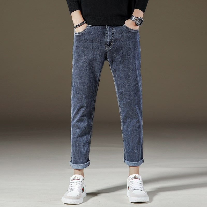 黑色牛仔裤男九分裤宽松直筒春秋款潮流百搭弹力男士9分夏季薄款,淘宝优惠券,粉丝福利购,淘宝优惠卷