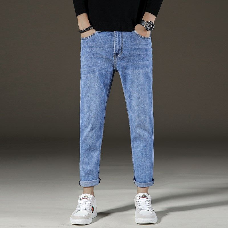 黑色牛仔裤男九分裤宽松直筒春秋款潮流百搭弹力男士9分夏季薄款,淘宝优惠券,粉丝福利购,淘宝优惠卷