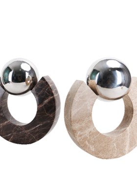 现代简约创意大理石几何抽象摆件书柜书架桌面电视柜软装饰品摆设