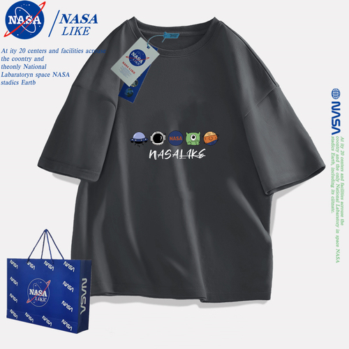 NASA联名纯棉短袖t恤男女款情侣装夏季宽松2024新款潮牌半袖上衣