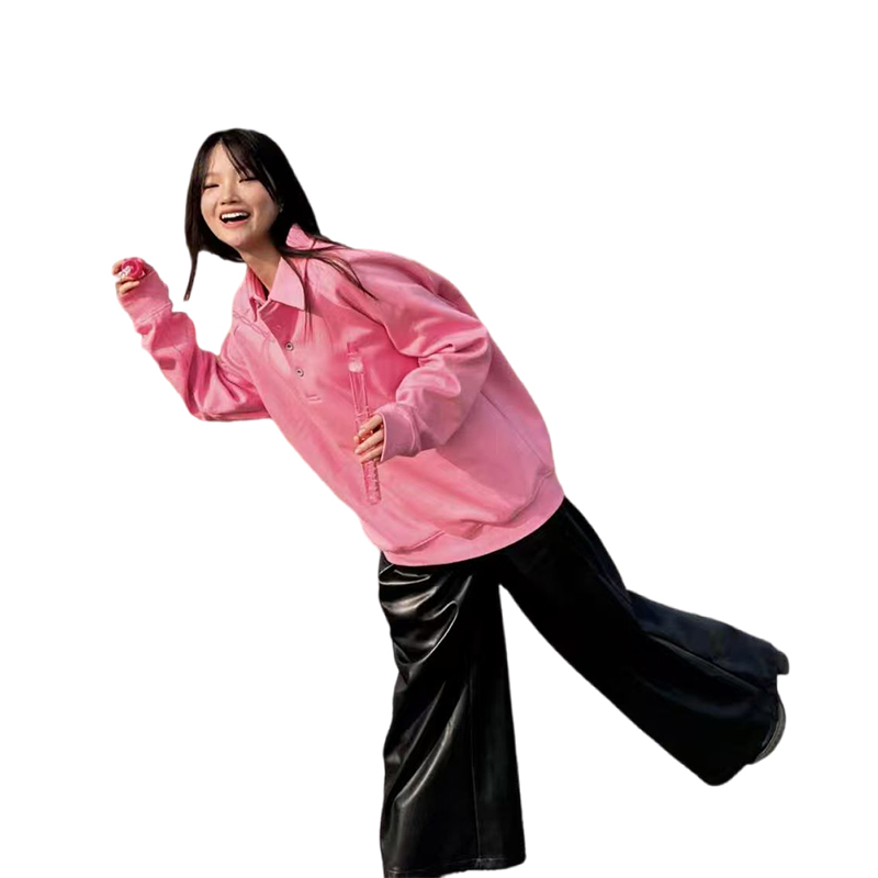 文玲os加绒polo领卫衣宽松休闲百搭 - 图3