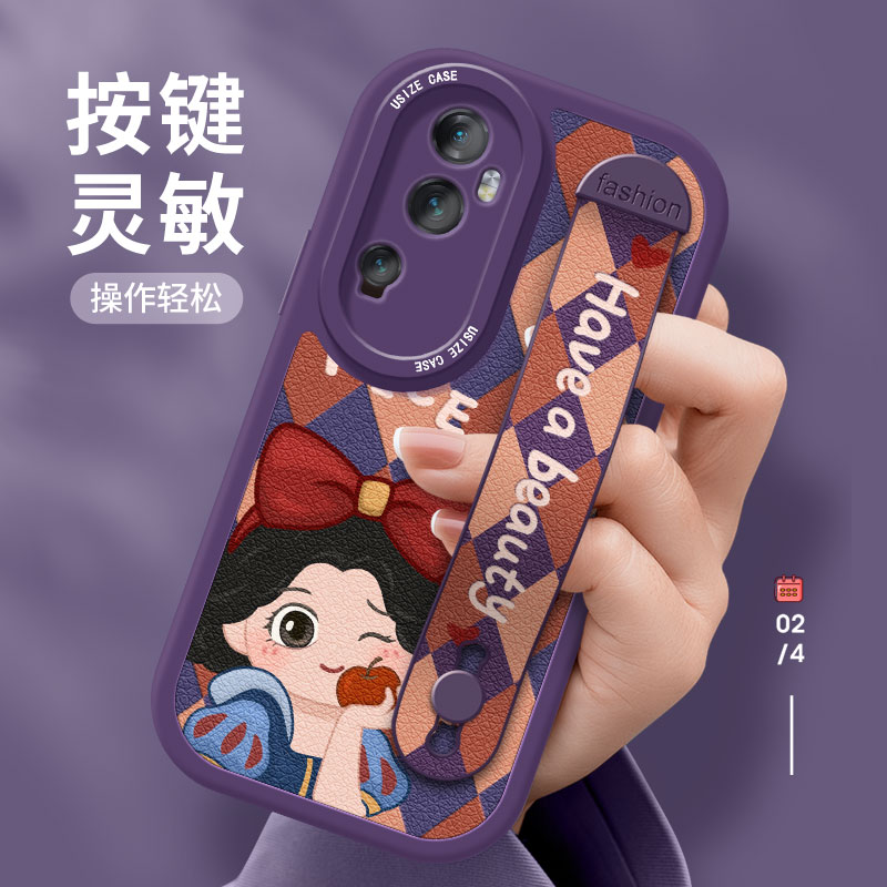 适用opporeno11手机壳女款oppo reno10pro+保护套防摔find x5腕带全包reno8磨砂7pro软外壳reno6支架格子公主 - 图1