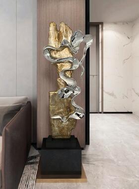 现代大型抽象电镀摆件酒店大堂雕塑艺术品客厅样板房落地玄关摆件