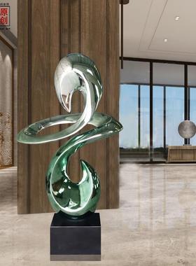 大型玻璃钢电镀雕塑摆件酒店大堂装饰工艺品样板房空间陈设艺主品