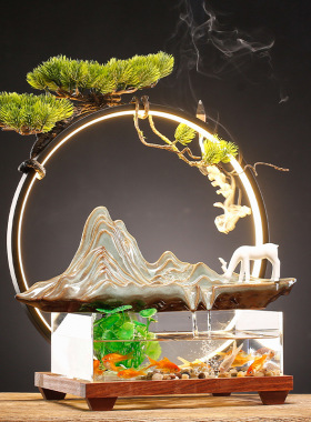 大师艺术高端新中式流水器鱼缸景观摆件装饰客厅开业礼品