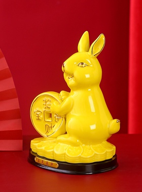 陶瓷十二生肖大师首发招财兔创意摆件摆设动物吉祥物礼品