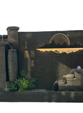 石材水幕墙流水墙屏风隔断花园庭院影壁双面鱼池背景公司入门摆件