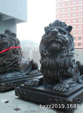 中式黄铜汇丰狮子铸铜狮子欧式雕塑摆件酒店广场银行门口景观摆设