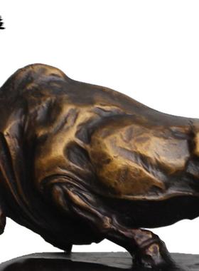 中式黄铜耕牛雕塑摆件青铜工艺品奋斗牛办公家居桌面装饰礼品