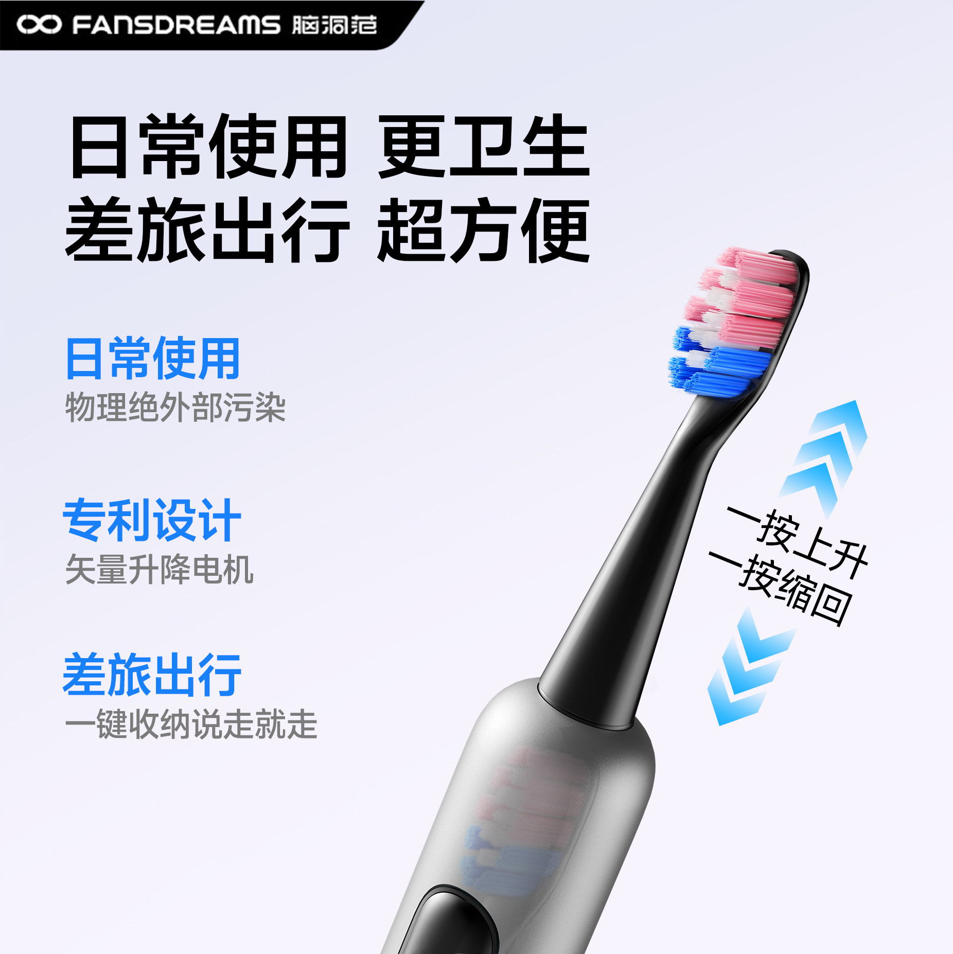 脑洞范自动伸缩便携电动牙刷成人