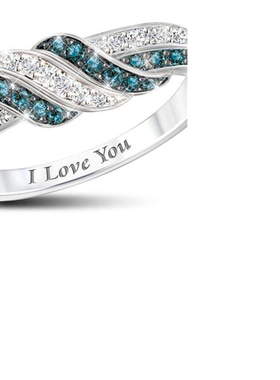 精致时尚白色浪漫iloveyou订婚戒指