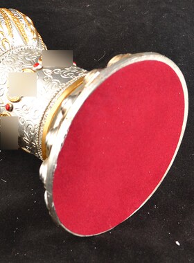 藏式手摇转动底座亚克力浮雕桶身客厅摆件莲花仿玉手摇转桶筒底座